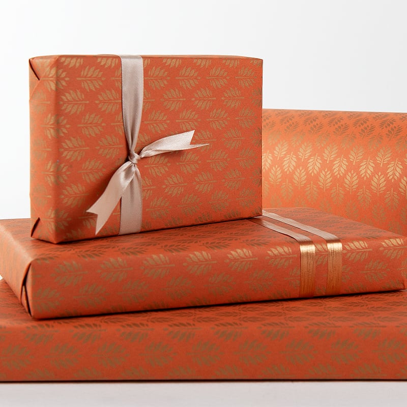 Presentpapper Leaf Coral/Gold - 2