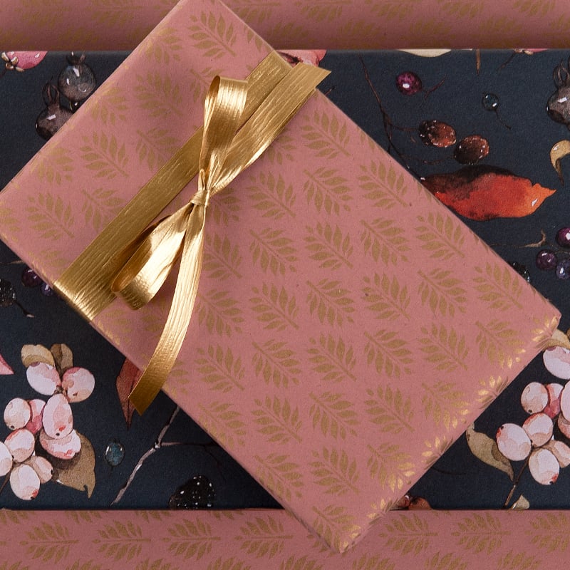 Presentpapper Leaf Rose/gold - 5