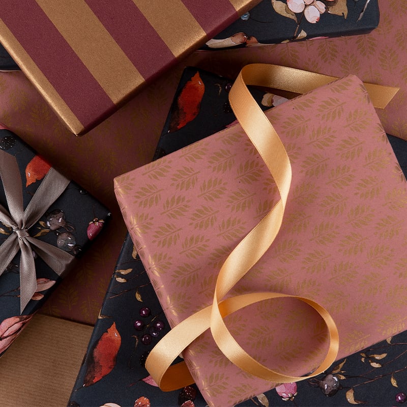 Presentpapper Leaf Rose/gold - 3