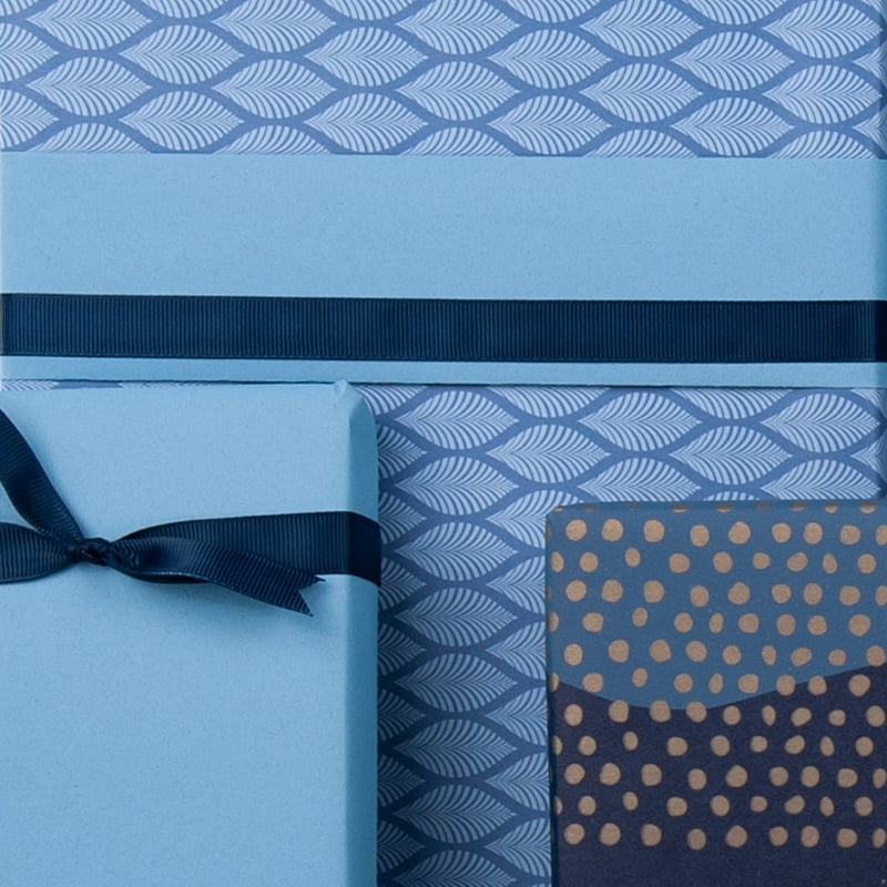 Presentpapper Leaves Blue - 4