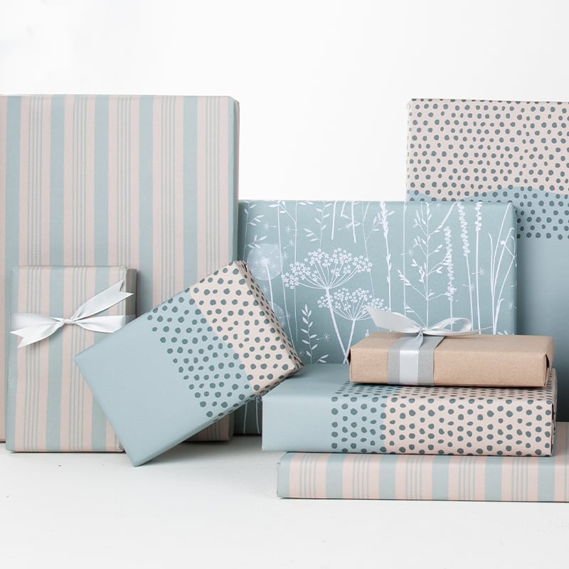 Presentpapper French Stripes Blue - 4