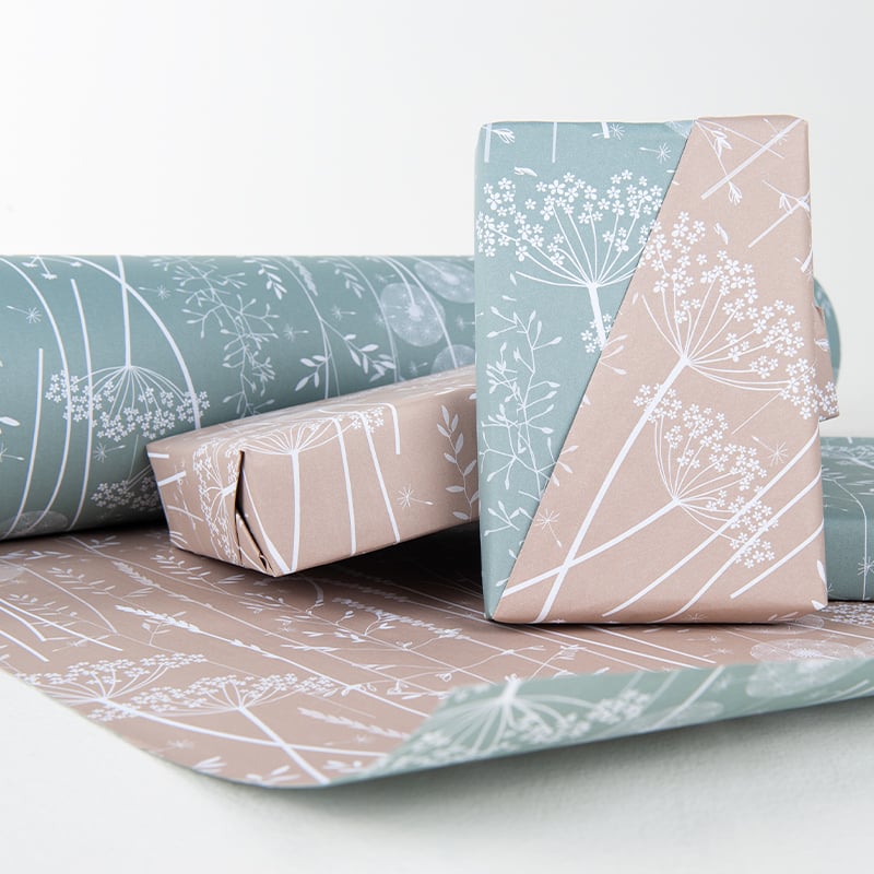 Presentpapper Meadow Blue & Beige - 2