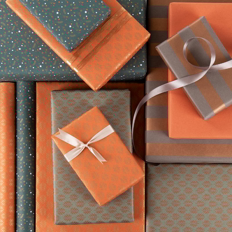 Presentpapper Leaf Dust green/copper - 2