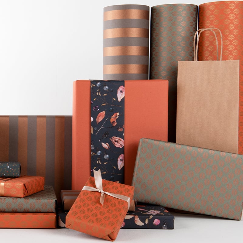 Presentpapper Stripes Grey/Copper - 3