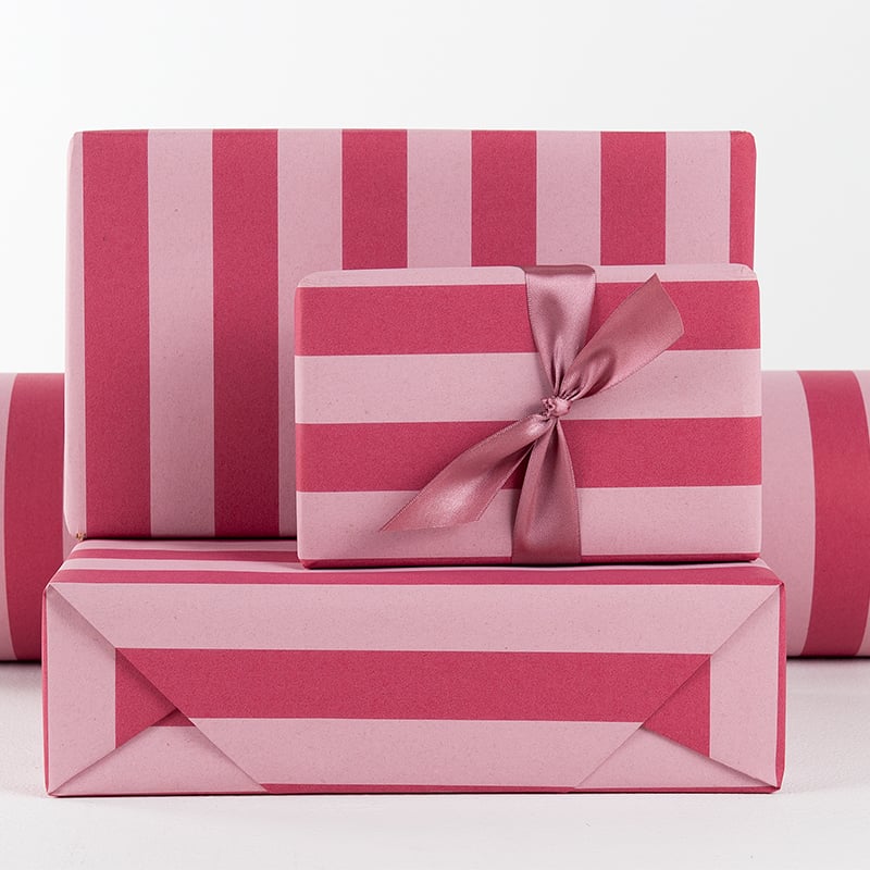 Presentpapper Stripes Pink/Red - 2