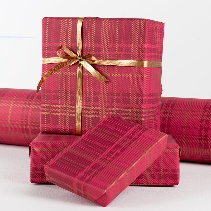 Presentpapper Tartan Bordeaux/Gold - 2