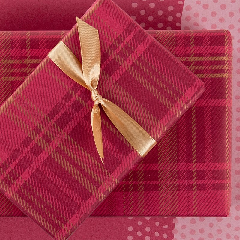 Presentpapper Tartan Bordeaux/Gold - 4