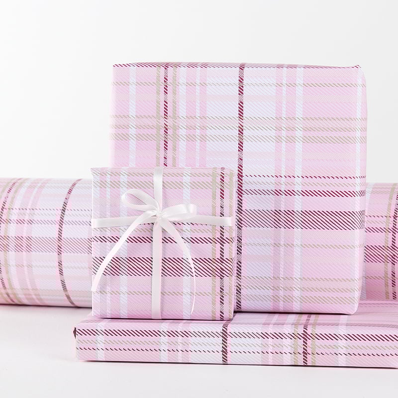 Presentpapper Tartan Rosa