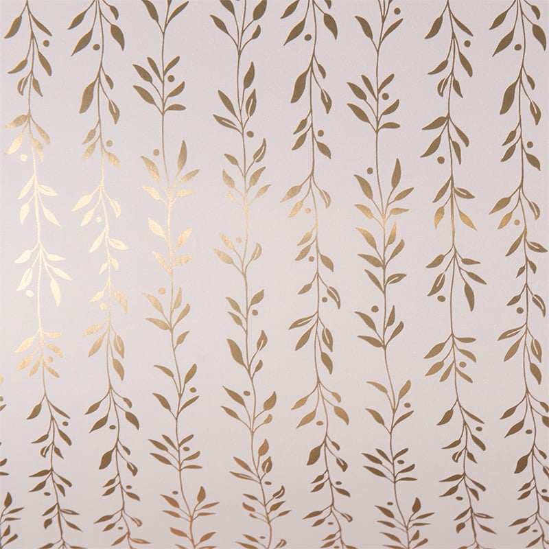 Presentpapper Bladslinga rosa/guld - 2