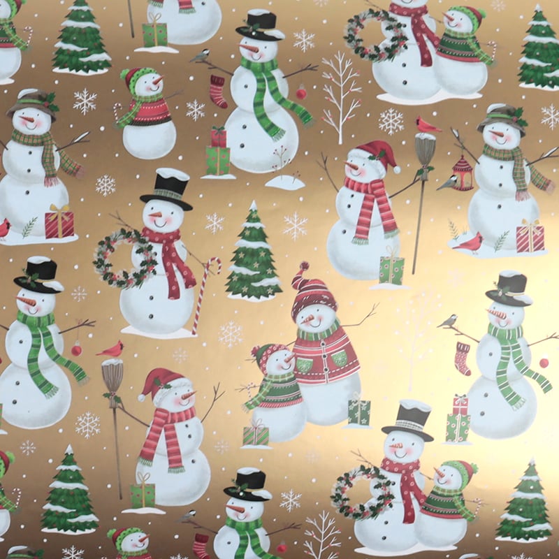 Presentpapper Snowman Gold