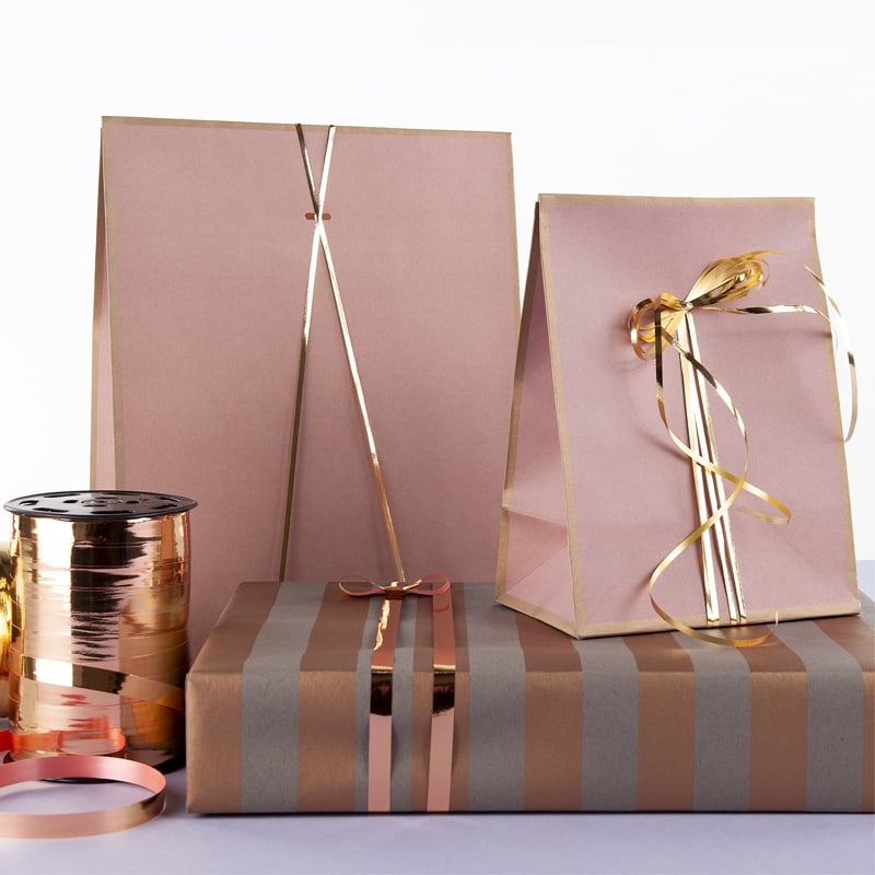 Presentpapper Stripes Grey/Copper