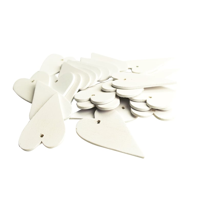 Dekorationshjärta trä vit - 1