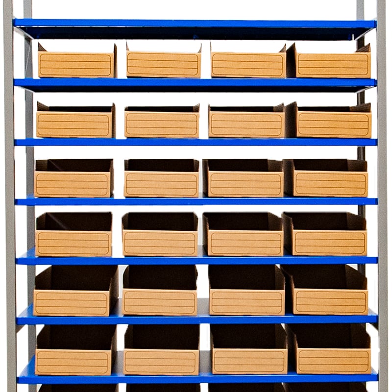Komplett hylla 50 st lagerlådor i wellpapp, 9,0 l - 3