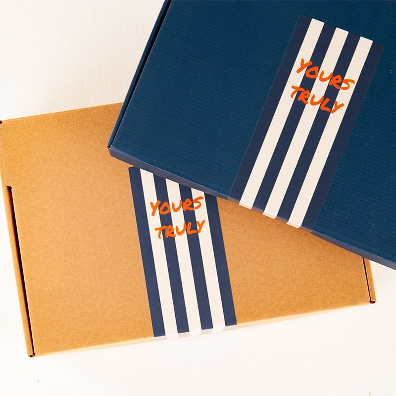 Förslutningsetikett Striped Stories blue/creme - 1