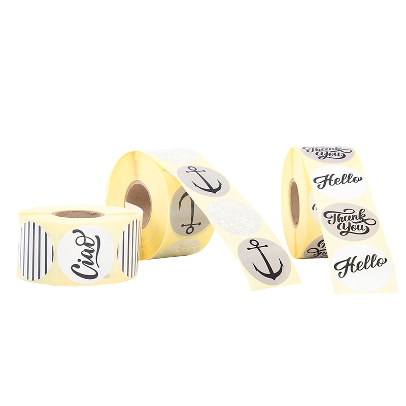 Etikett Venice Black "Thank you/hello" Ø49 1000st - 2