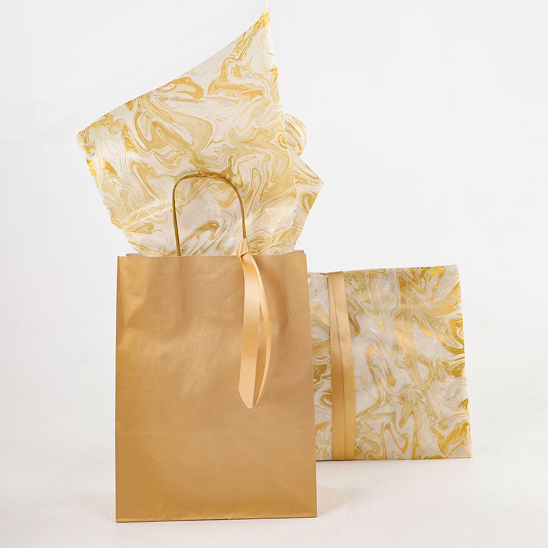 Silkespapper Gold Marble on Ivory - 2