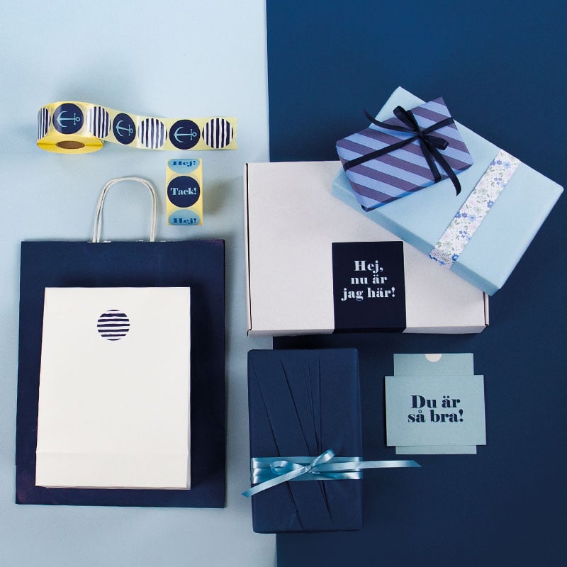 Presentpapper Navy Thin Stripes - 3