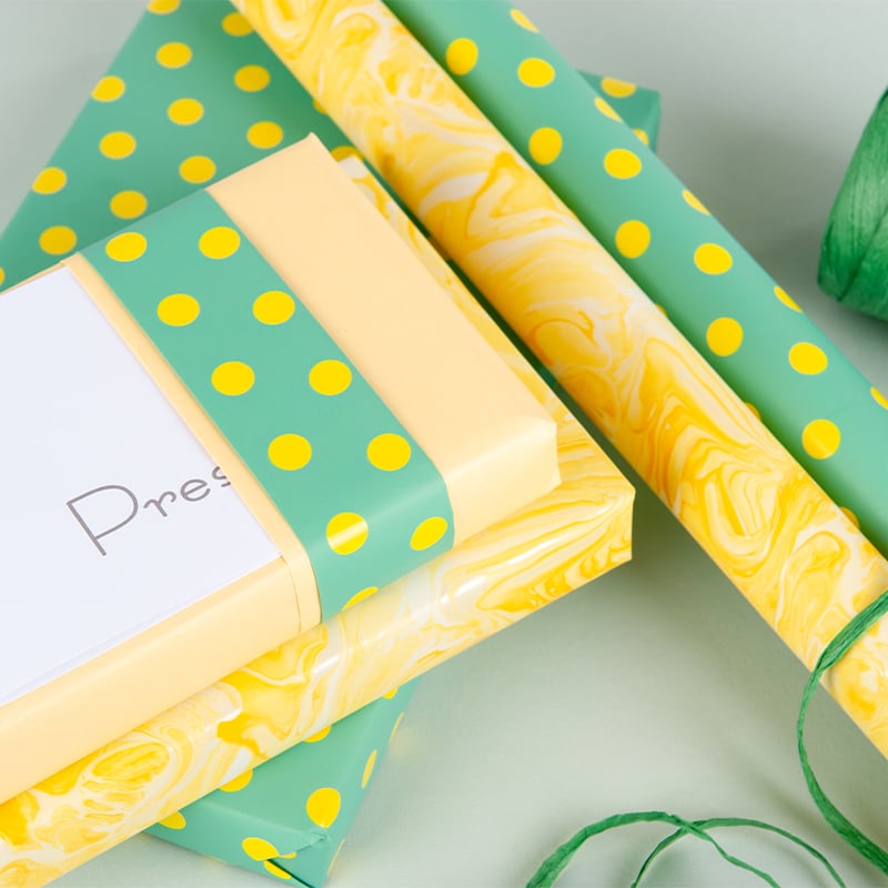 Presentpapper Yellow Marble - 4
