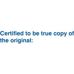 Stämpel "Certified to be true copy of the original"